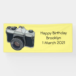 Film camera cartoon illustration banner