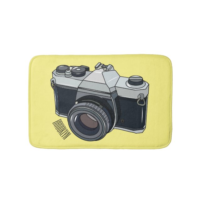 Film camera cartoon illustration bath mat (Front)