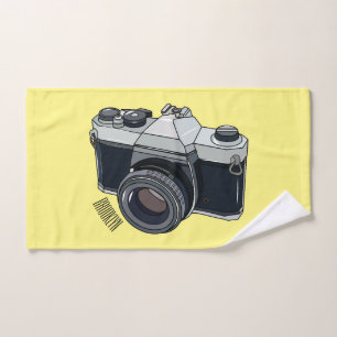 Film camera cartoon illustration bath towel set