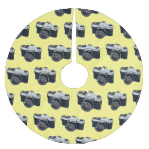 Film camera cartoon illustration brushed polyester tree skirt