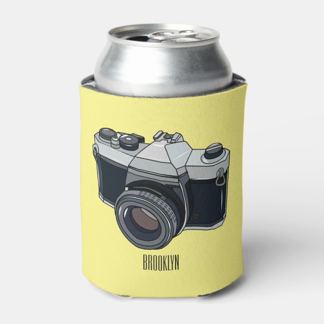 Film camera cartoon illustration can cooler (Can Front)