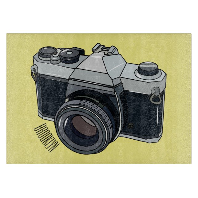 Film camera cartoon illustration cutting board (Front)