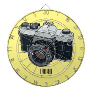 Film camera cartoon illustration dartboard