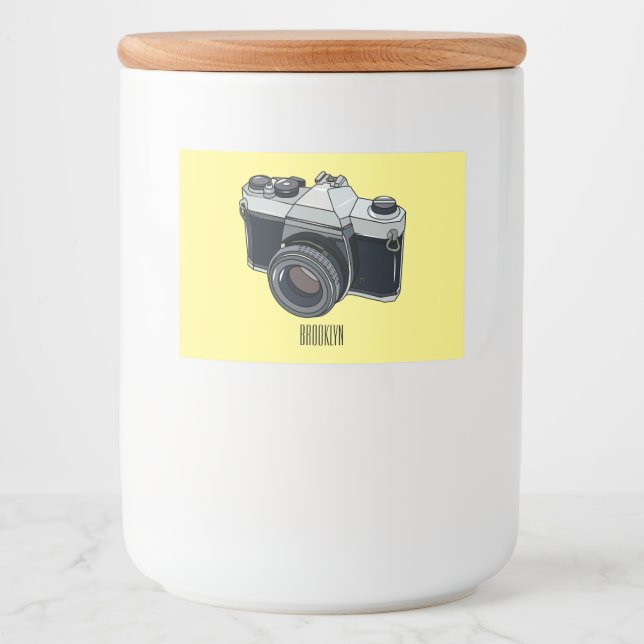 Film camera cartoon illustration food label (Front)