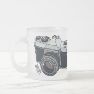 Film camera cartoon illustration frosted glass coffee mug
