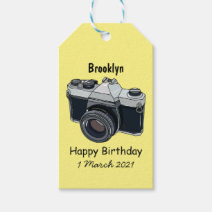 Film camera cartoon illustration gift tags
