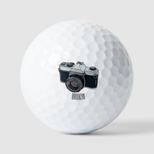 Film camera cartoon illustration golf balls (Front)