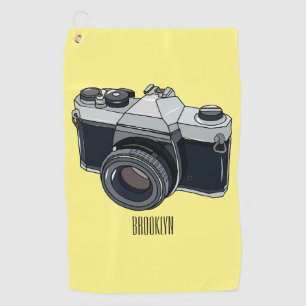 Film camera cartoon illustration golf towel