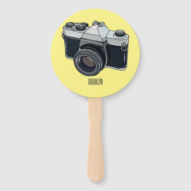 Film camera cartoon illustration hand fan (Front)