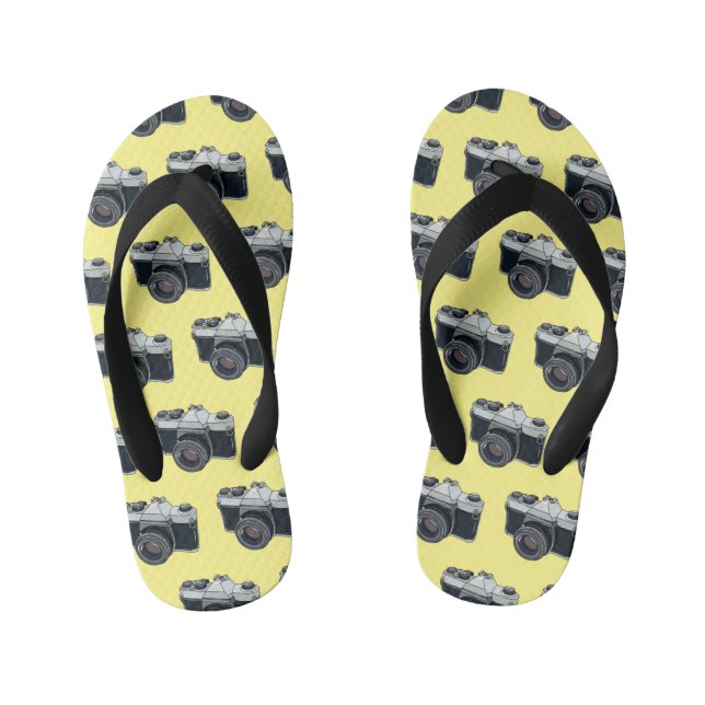 Film camera cartoon illustration kid's flip flops (Footbed)