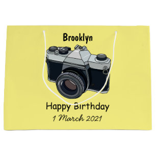 Film camera cartoon illustration large gift bag