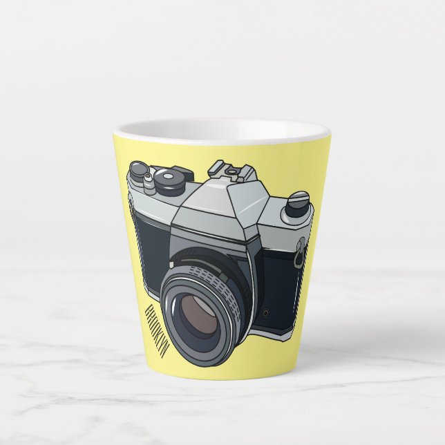 Film camera cartoon illustration latte mug (Front)