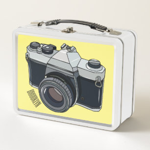 Film camera cartoon illustration metal lunch box
