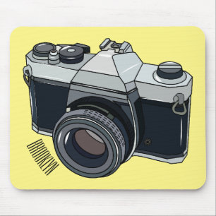 Film camera cartoon illustration mouse mat