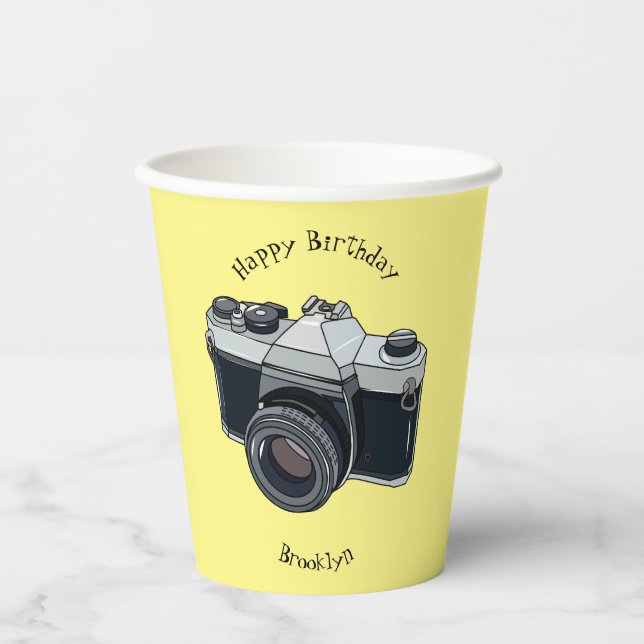 Film camera cartoon illustration paper cups (Front)