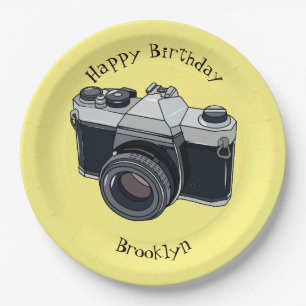 Film camera cartoon illustration paper plate