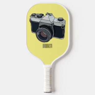 Film camera cartoon illustration pickleball paddle