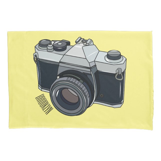 Film camera cartoon illustration pillowcase (Front)