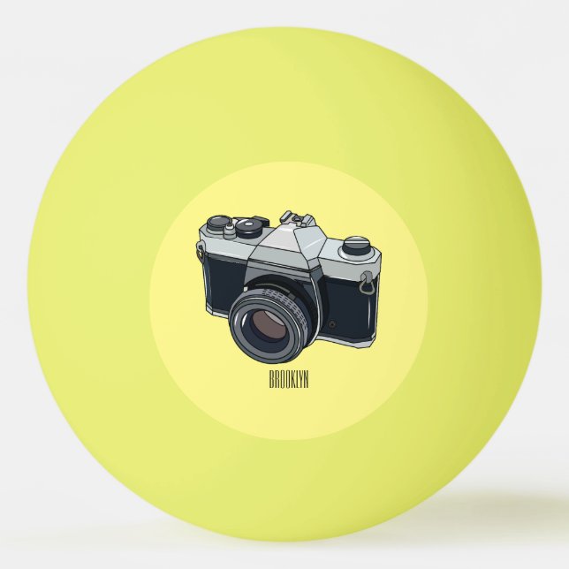 Film camera cartoon illustration ping pong ball (Front)