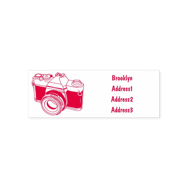 Film camera cartoon illustration self-inking stamp (Design)