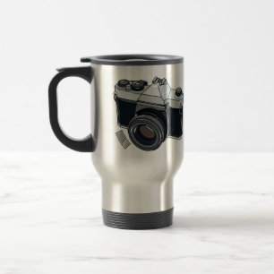 Film camera cartoon illustration travel mug