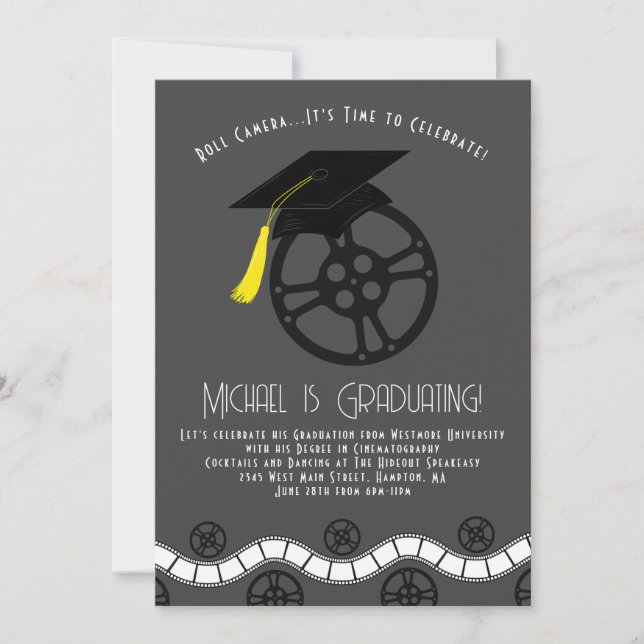 Film Cinematography Movie Graduation Party Invitation (Front)