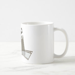 Film clapperboard and movie film reel coffee mug