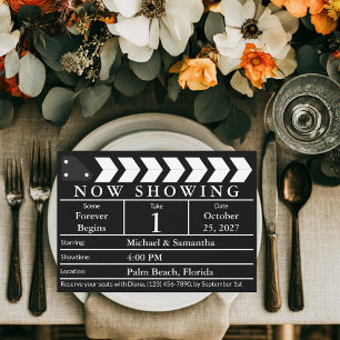Film Clapperboard Black and White Elegant Wedding Invitation