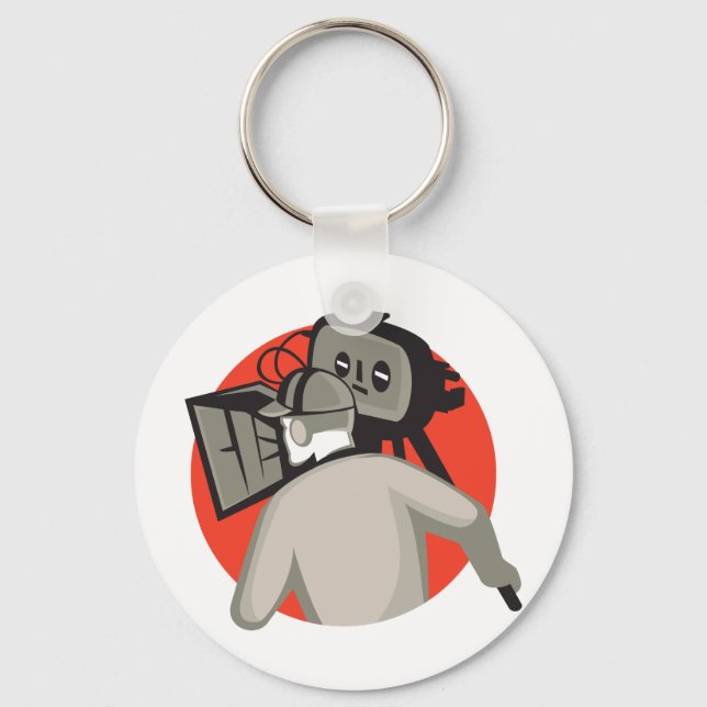 film crew cameraman movie camera key ring (Front)