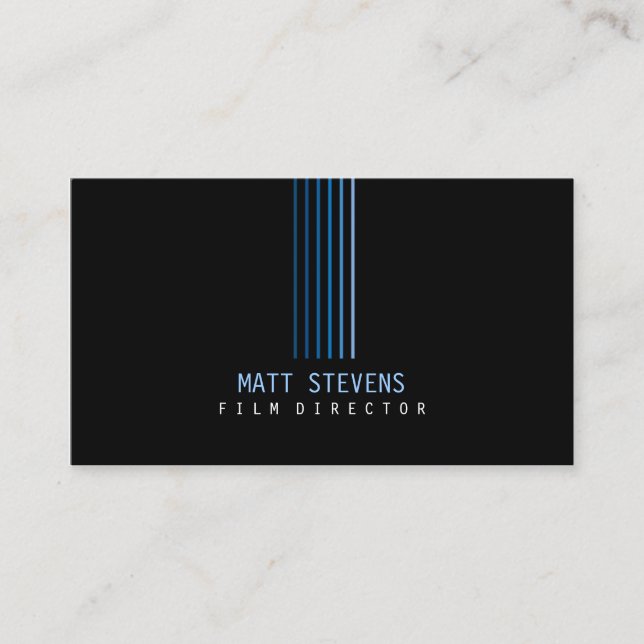 Film Director Business Card Blue Beams (Front)