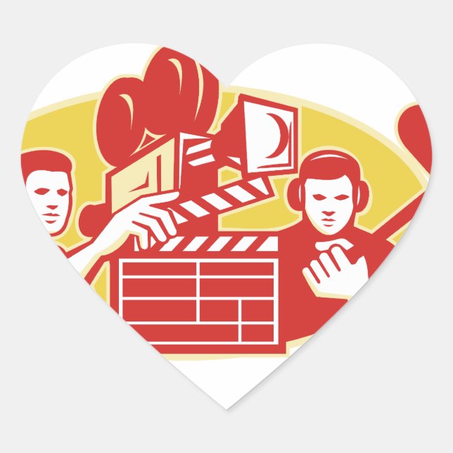 Film Director Movie Camera Clapper Soundman Heart Sticker (Front)