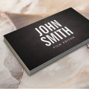Film Editor Bold Text Classy Leather Business Card