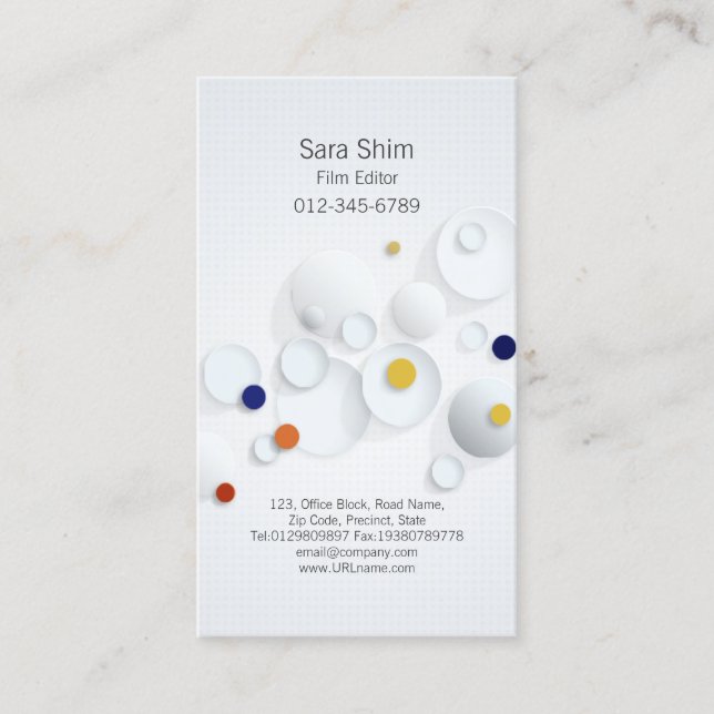 Film Editor Visual Arts Media Abstract Dots Business Card (Front)