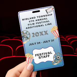 FILM FESTIVAL Stylish Custom Personalised Badge ID Badge