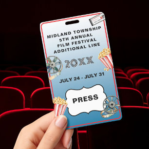 FILM FESTIVAL Stylish Custom Personalised ID Badge