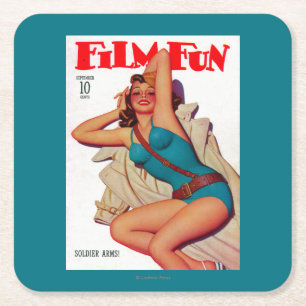 Film Fun Magazine Cover 10 Square Paper Coaster