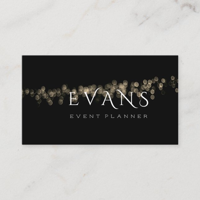 Film Maker Event Planner Black Gold Lights Sparkly Appointment Card (Front)