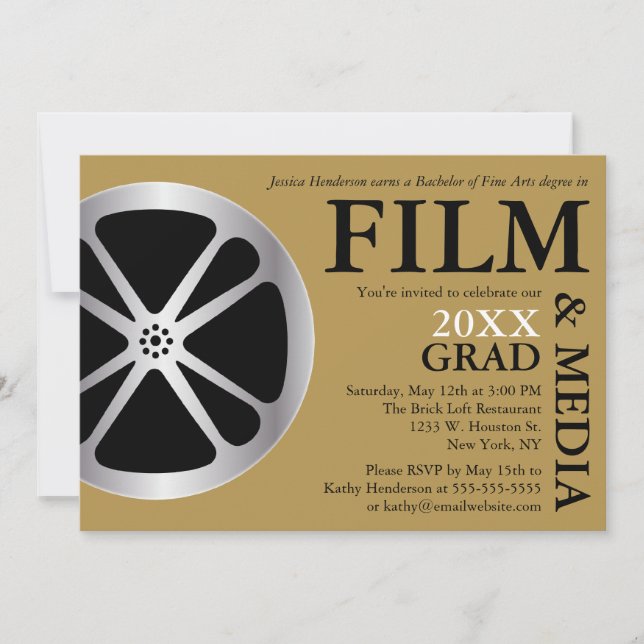 Film & Media Graduation Party Invitation (Front)