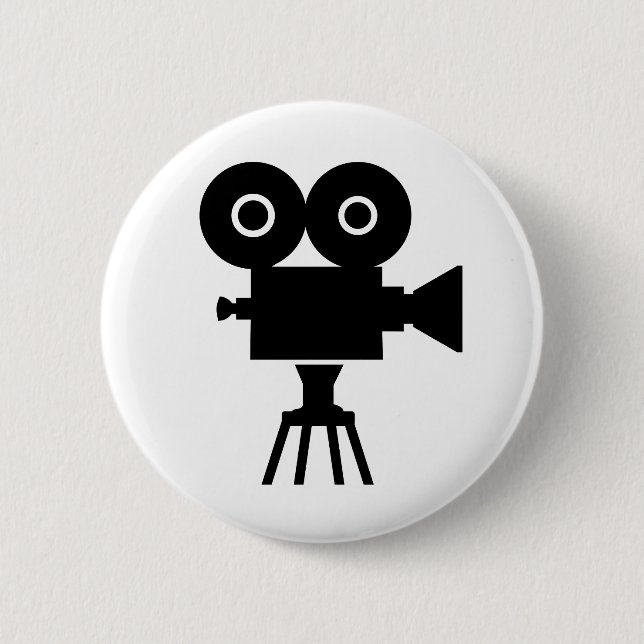 Film movie camera 6 cm round badge (Front)