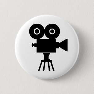 Film movie camera 6 cm round badge