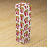 Film Movie Night Sleepover Buttered Popcorn Tub Wine Box<br><div class="desc">Design features an original marker illustration of a red-and-white striped carton of delicious popcorn! Ideal for a sleepover or movie night. Coordinating party designs available from this shop.</div>