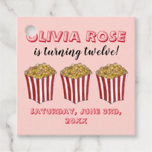 Film Movie Night Sleepover Popcorn Birthday Party  Favour Tags