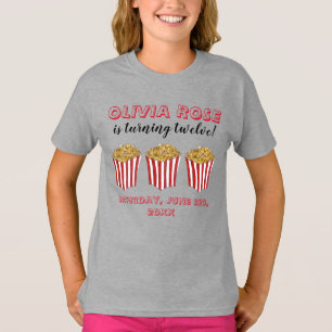 Film Movie Night Sleepover Popcorn Birthday Party  T-Shirt