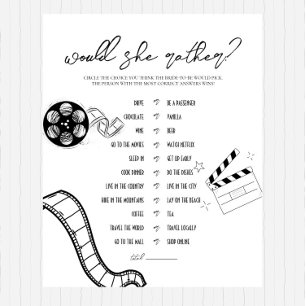 Film Noir - Bridal Shower - Would She Rather Game