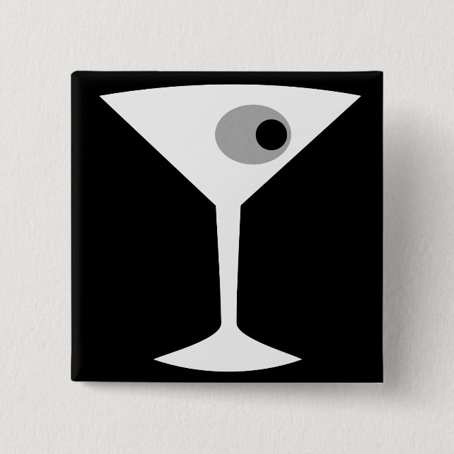Film Noir Martini Glass Button (Front)