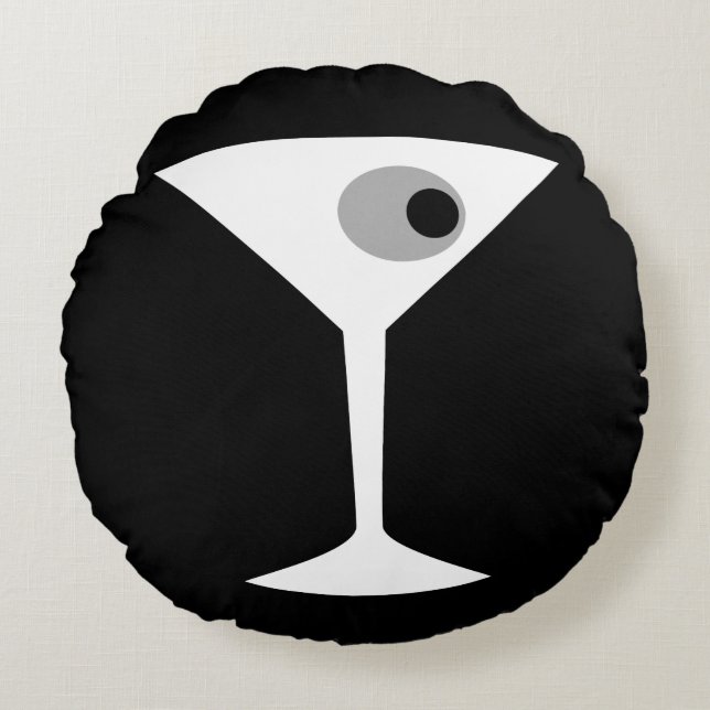 Film Noir Martini Glass Round Pillow (Front)