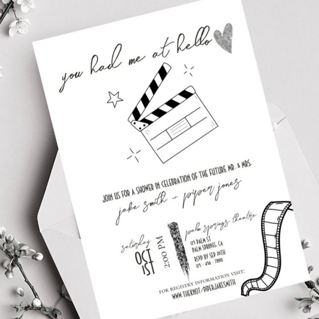 Film Noir - White+Silver - Wedding Shower Invite (Creator Uploaded)