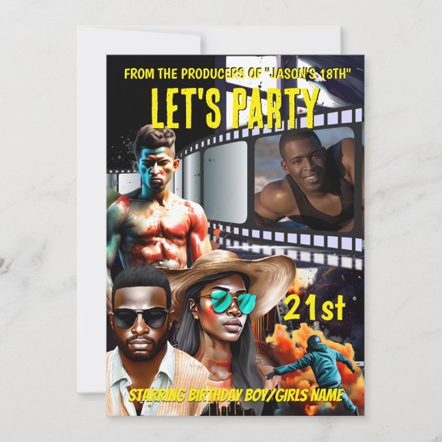 Film poster DIY photo adults birthday party spy Invitation (Front)