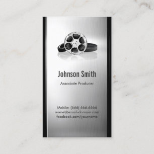 Film Producer - Brushed Stainless Steel Metal Business Card