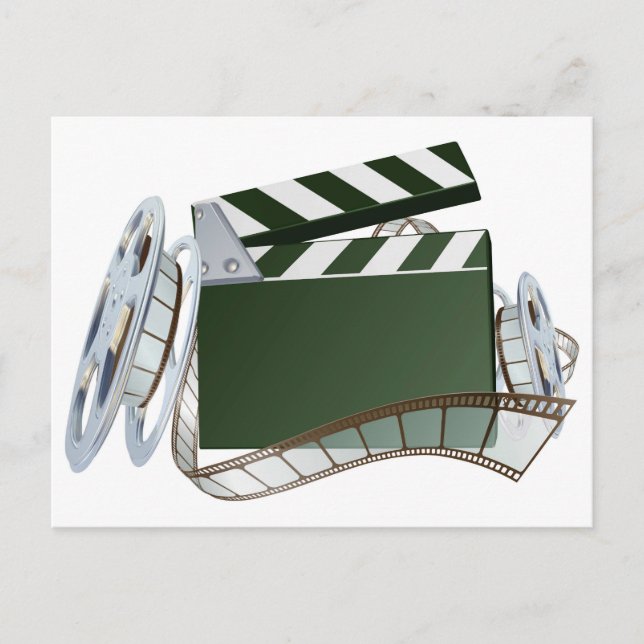 Film reel and clapper board background postcard (Front)